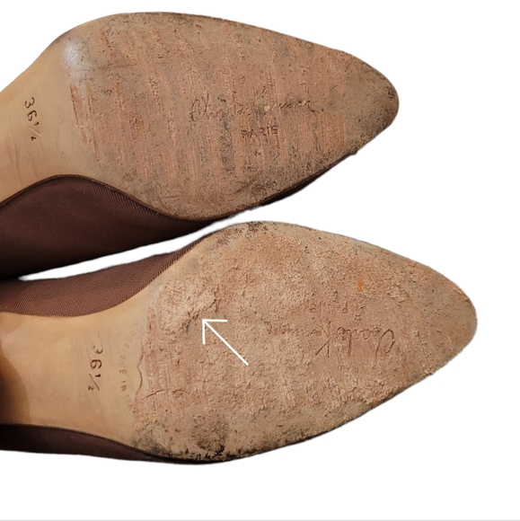 CHARLES KAMMER PARIS BROWN RIBBED GOLD TIP CLOSE TOE 3IN HEELS SIZE 36.5 - Picture 8 of 11